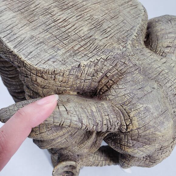 Vintage African Resin Elephant 11" Gray Plant Stand Table Statue Garden Bohemian - Picture 12 of 16